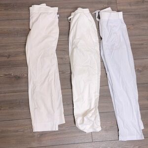 3 white scrub pants 2 xs petite, 1 xs